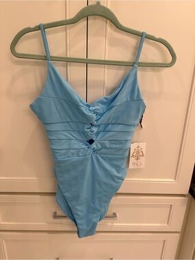 BECCA Sky-Blue Textured One-Piece Swimwear